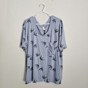 NWT The Woods by Kate Quinn Blue Bird Boxy Tee